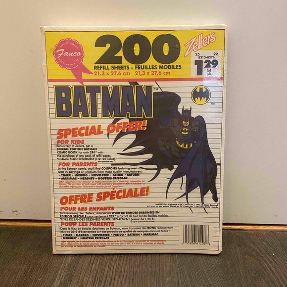 Vintage 1992 Zellers Lined Paper Pack RARE Batman Movie Promo Front Page… - Picture 1 of 7